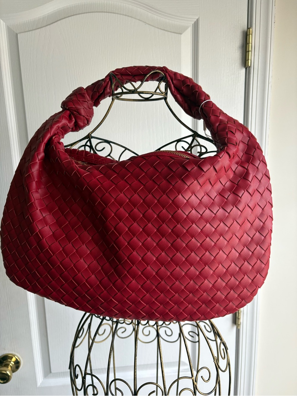 Urban Expressions Woven Shoulder Bag in Crimson Red